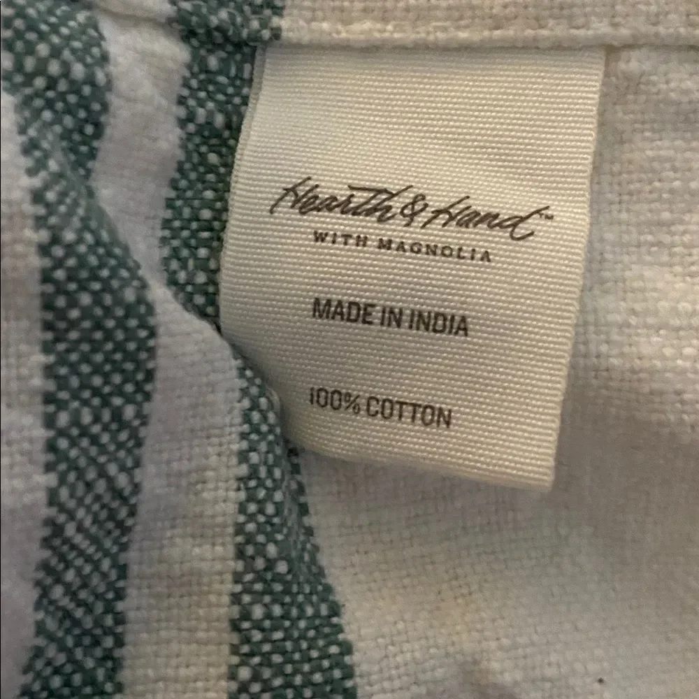 Hearth & Hand Green and White Plaid  Cotton Table Runner Good weight
